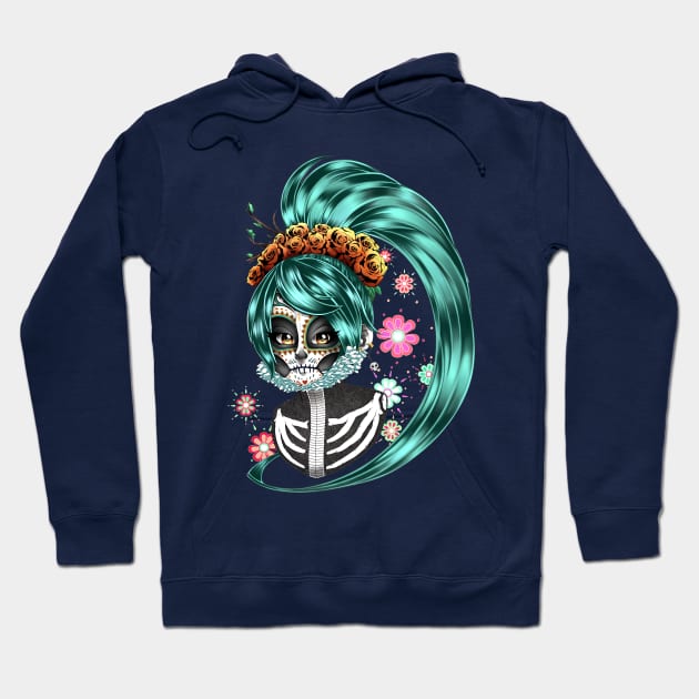 Los Muertos Turquoise Hoodie by sarahchibi